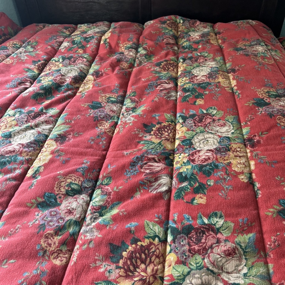 Ralph Lauren Vintage VTG Aylesbury Barkcloth Queen Full Comforter Bedspread